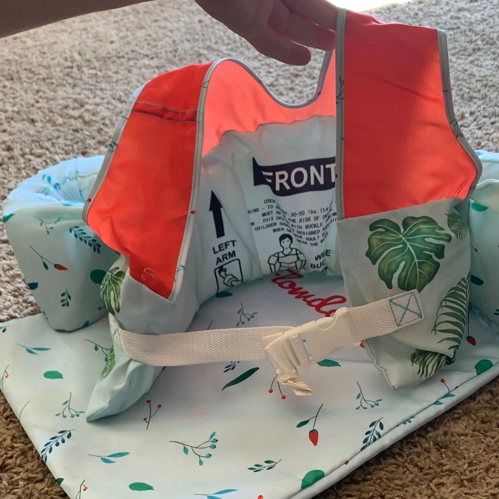 Flamingo Kids Swim Vest - Green and Red